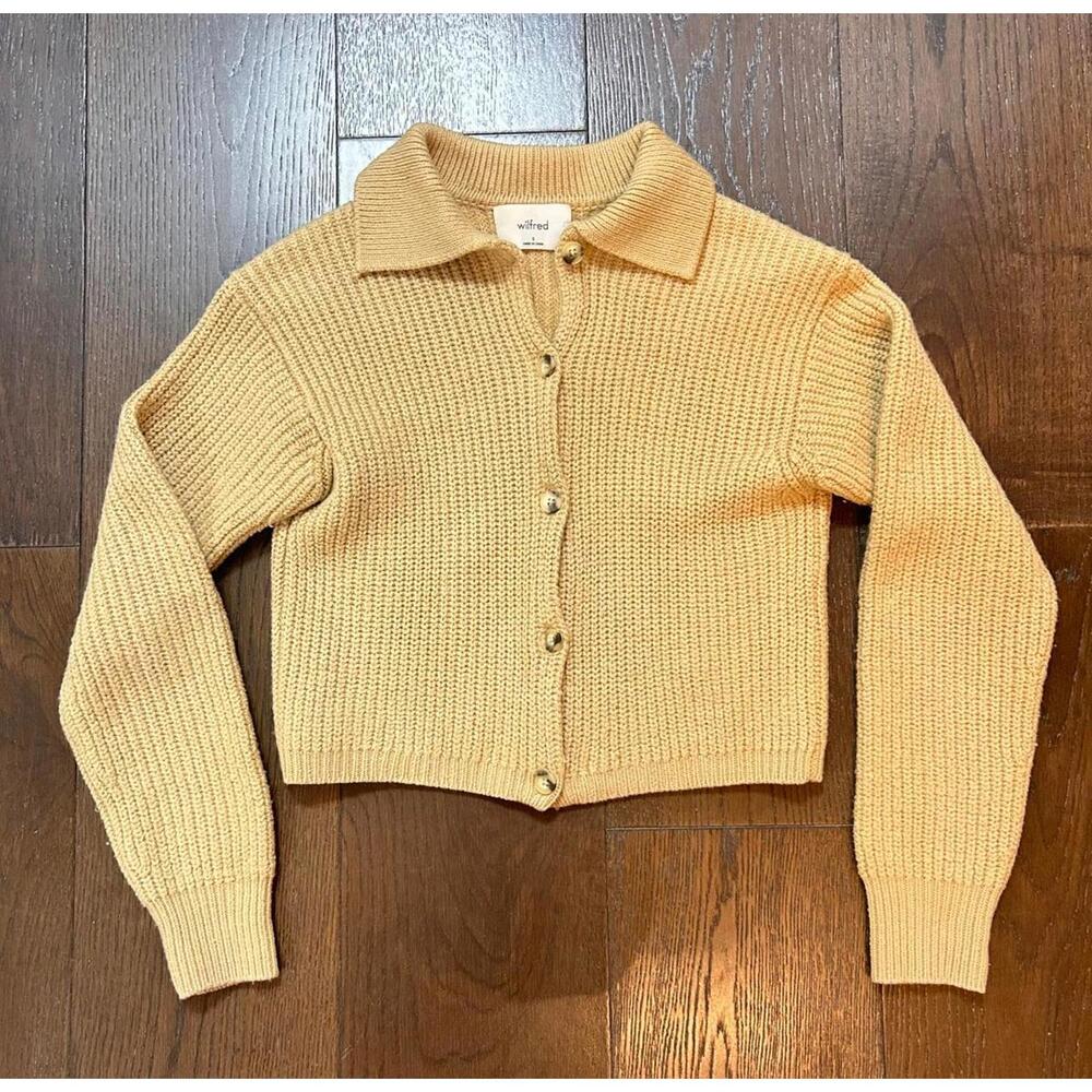 Wilfred 100% Merino Wool Cardigan Women's Size Small Cropped Button Up w/ Collar